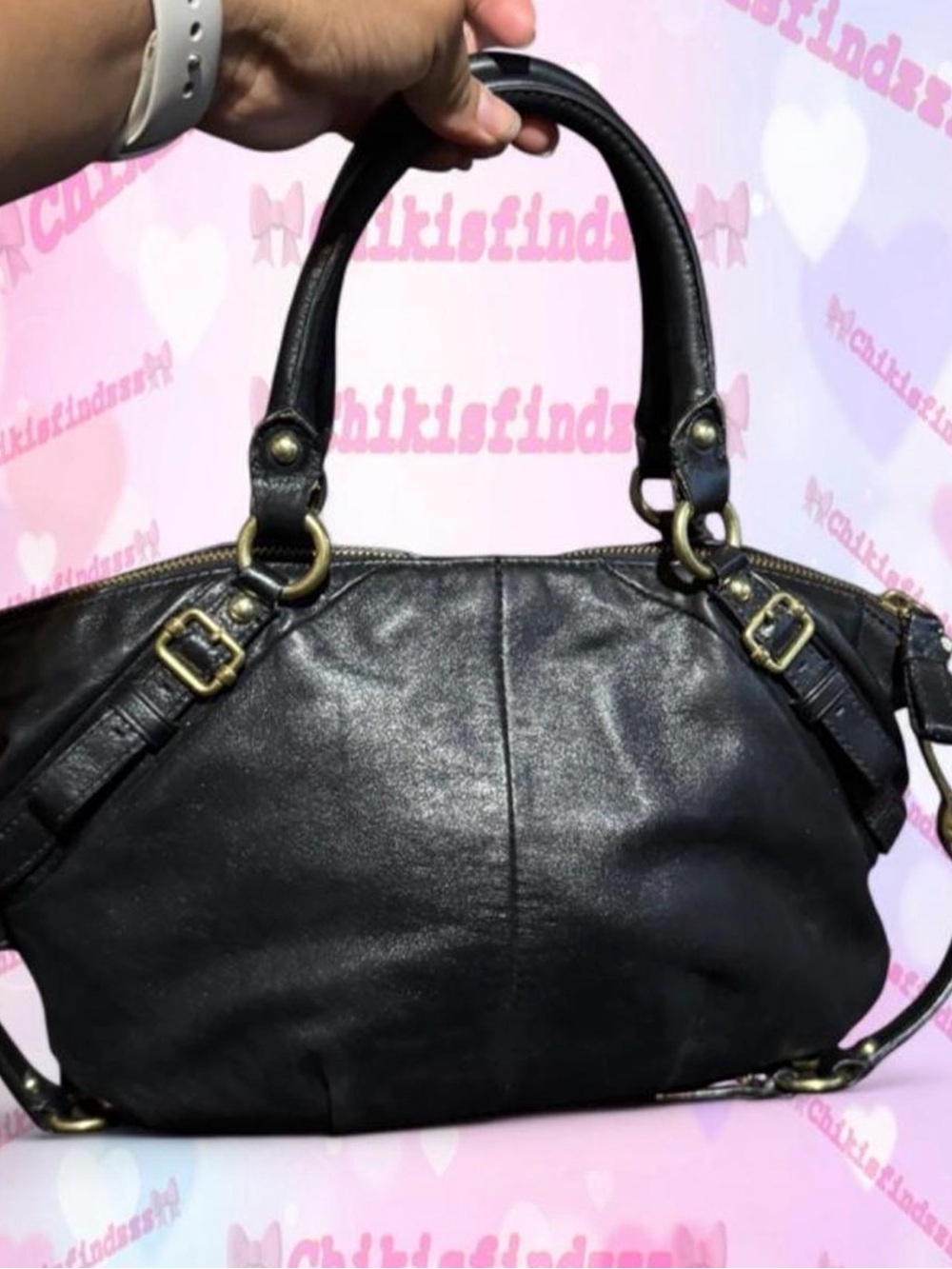 Coach Madison Sophia Black Leather Satchel with Brass Hardware Style 15960 - Picture 2 of 10